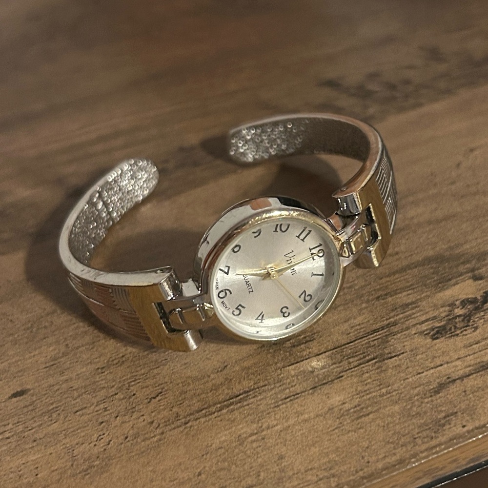 Silver and Quartz Vivani Japan Movt Watch with Gold Accents - Picture 4 of 5